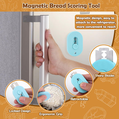 Extractable & Magnetic Bread Lame Dough Scoring Tool,Sourdough Scoring Tools,Bread Dough Cutter Slashing Razor Tool,5 Razor Blades,Bread Baking & Making Tools Supplies Accessories