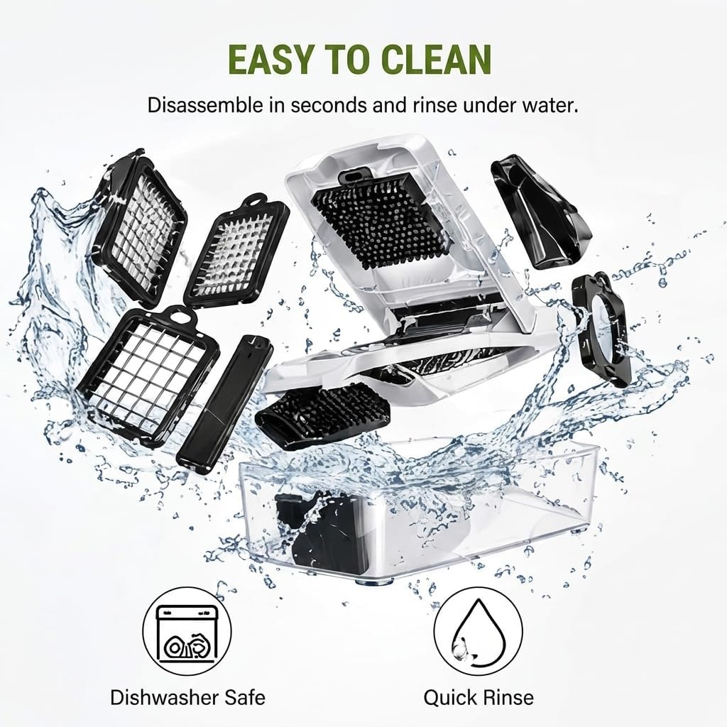 Vegetable Chopper, 10 Blades Slicer Onion Dicer, Multi 23-in-1 Veggie Mandoline Food Cutter for Tomato Fruit, Vegetable cutter with Hand Protector, Egg Separator & Slicer, Container（Black）