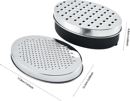 Stainless Steel Cheese Grater with Airtight Storage Container - Box Grater for Kitchen, Shredder for Parmesan, Cheddar, Vegetables, Chocolate, Nutmeg - Includes Lemon for Citrus, Ginger, Butter