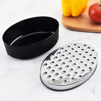 Stainless Steel Cheese Grater with Airtight Storage Container - Box Grater for Kitchen, Shredder for Parmesan, Cheddar, Vegetables, Chocolate, Nutmeg - Includes Lemon for Citrus, Ginger, Butter