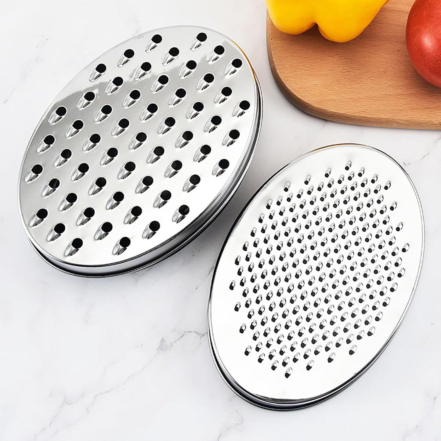 Stainless Steel Cheese Grater with Airtight Storage Container - Box Grater for Kitchen, Shredder for Parmesan, Cheddar, Vegetables, Chocolate, Nutmeg - Includes Lemon for Citrus, Ginger, Butter