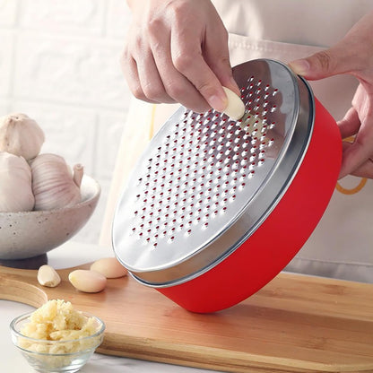Stainless Steel Cheese Grater with Airtight Storage Container - Box Grater for Kitchen, Shredder for Parmesan, Cheddar, Vegetables, Chocolate, Nutmeg - Includes Lemon for Citrus, Ginger, Butter