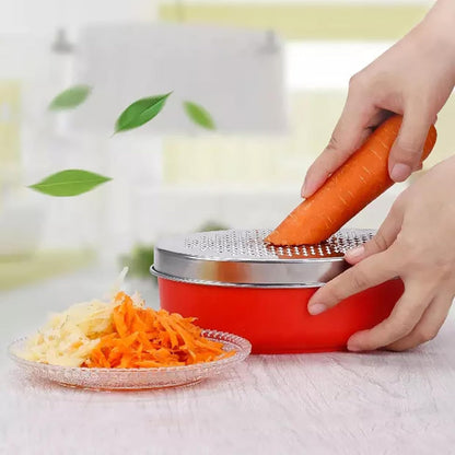 Stainless Steel Cheese Grater with Airtight Storage Container - Box Grater for Kitchen, Shredder for Parmesan, Cheddar, Vegetables, Chocolate, Nutmeg - Includes Lemon for Citrus, Ginger, Butter