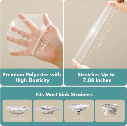200 Pack Disposable Drain Covers for Sourdough, Kitchen Mesh Sink Strainer Bags, Anti-Clog Drain Catchers for Food Scraps, Coffee Grounds & Hair, Kitchen & Bathroom