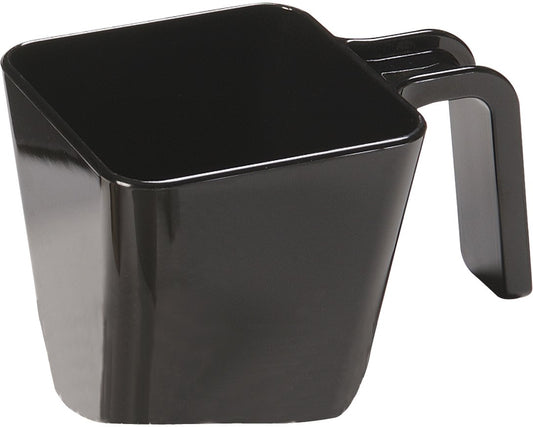 20 Oz Portion Cup – Polycarbonate Food Scoop – U Shaped Handle – Flat Side Design, Bulk Ingredient Measuring Cup for Commercial Kitchens, Black, (Pack of 6)
