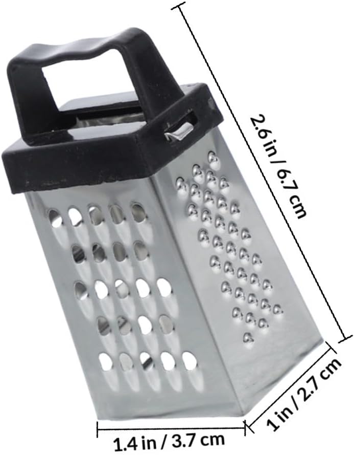 6 pcs Mini Cheese Grater Stainless Steel Handheld Small Box Grater with 4-Side Fine Grating Shredding and Slicing for Cheese Ginger Potatoes Vegetables Compact Kitchen Tool