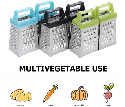 6 pcs Mini Cheese Grater Stainless Steel Handheld Small Box Grater with 4-Side Fine Grating Shredding and Slicing for Cheese Ginger Potatoes Vegetables Compact Kitchen Tool