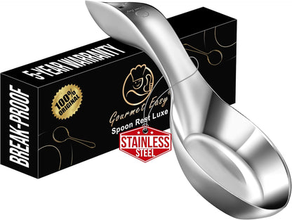 Stainless Steel Spoon Rest for Stove Top, Break-Proof Design | Fits Various Spoon Sizes, Mirror-Polished Elegant Finish, Tapas Dish, Dishwasher Safe, 5-Year Warranty