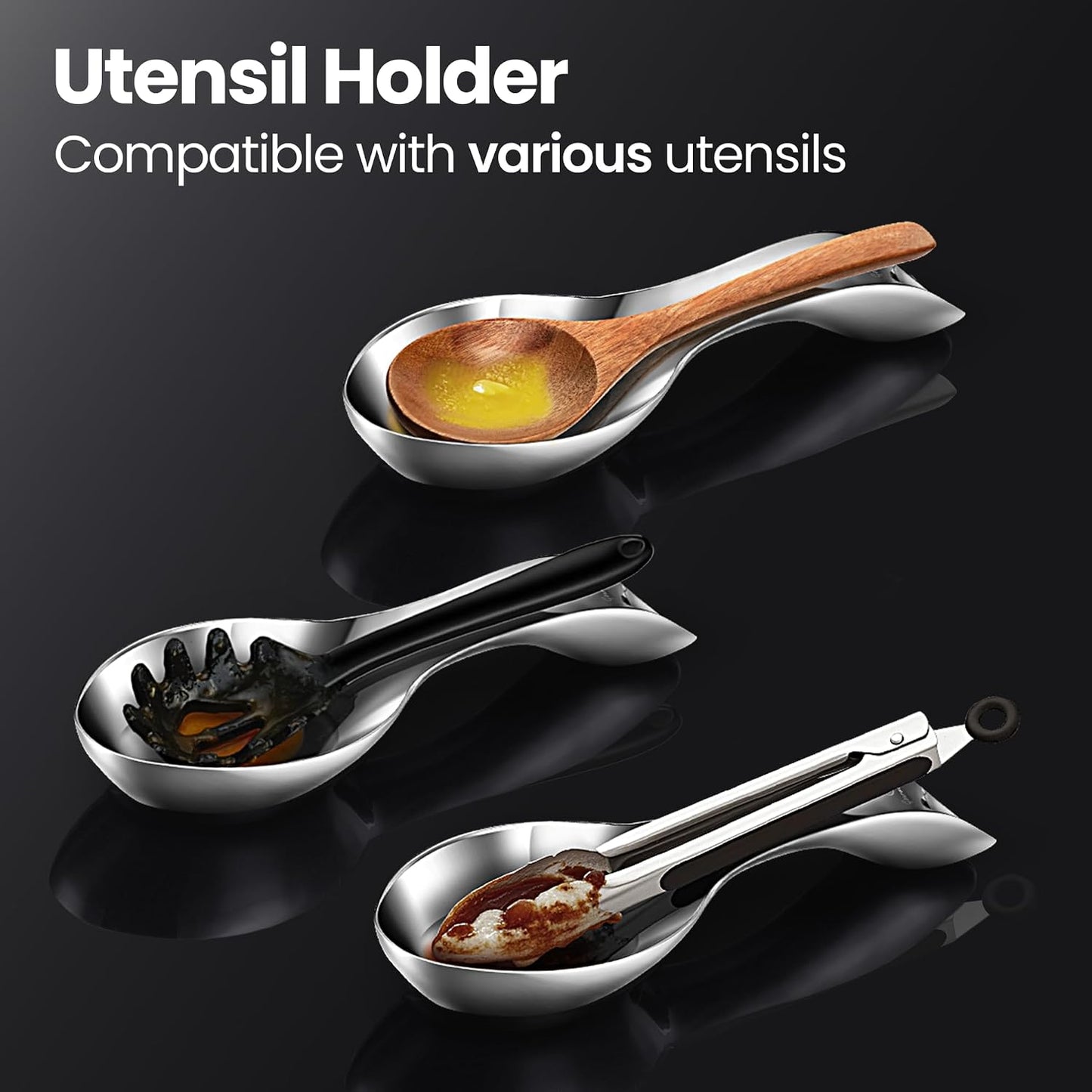 Stainless Steel Spoon Rest for Stove Top, Break-Proof Design | Fits Various Spoon Sizes, Mirror-Polished Elegant Finish, Tapas Dish, Dishwasher Safe, 5-Year Warranty