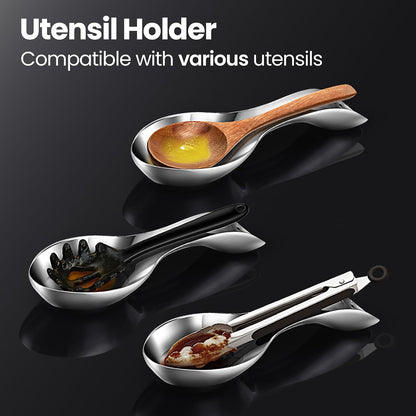 Stainless Steel Spoon Rest for Stove Top, Break-Proof Design | Fits Various Spoon Sizes, Mirror-Polished Elegant Finish, Tapas Dish, Dishwasher Safe, 5-Year Warranty
