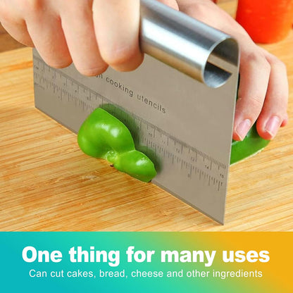 2 Pack Stainless Steel Dough Cutter & Pastry Scraper, Bench Knife with Measuring Scale, Multipurpose Food Chopper for Bread, Pizza & Cake, Professional Baking Tools