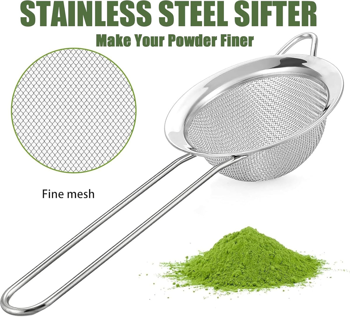 Matcha Whisk Set, 7 Pcs Matcha Kit with Bamboo Tools, Bamboo Design Matcha Bowl, Holder, Scoop, Scoop Rest, Sifter and Tea Towel for Matcha Lovers