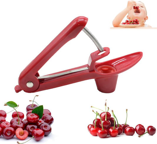 Fast Cherry Pitter Tool,Space-Saving Cherry Pitter Remover,Olive Pitter Tool,Multi-Function Fruit Pit Remover, Quick Release Cherry Corer Tool (Red)