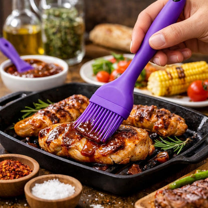 Silicone Basting Brush for BBQ, Cooking & Baking – Heat Resistant Food Grade Silicone Pastry Brush for Grilling, Oil, Butter & Sauce Brush for Kitchen