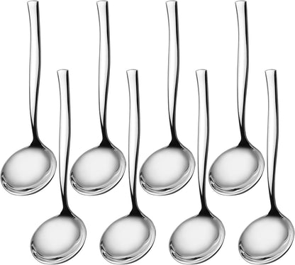 Stainless Steel Gravy Ladle Spoons, Small Soup Ladles, 8-Pack | Mini Serving Ladles for Gravy, Sauces, Soup, Polished Rust-Resistant Metal, Easy to Clean for Kitchen and Buffet