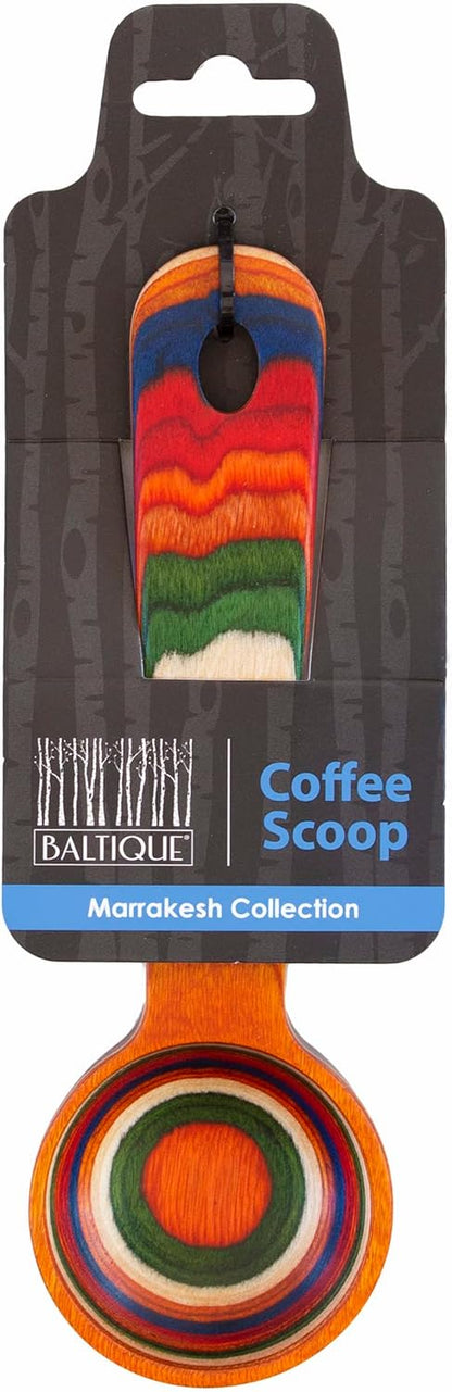 Baltique Marrakesh Collection Wooden Coffee Scoop – Colorful Birch Wood Reusable Scoop for Ground Coffee, Protein Powder & More