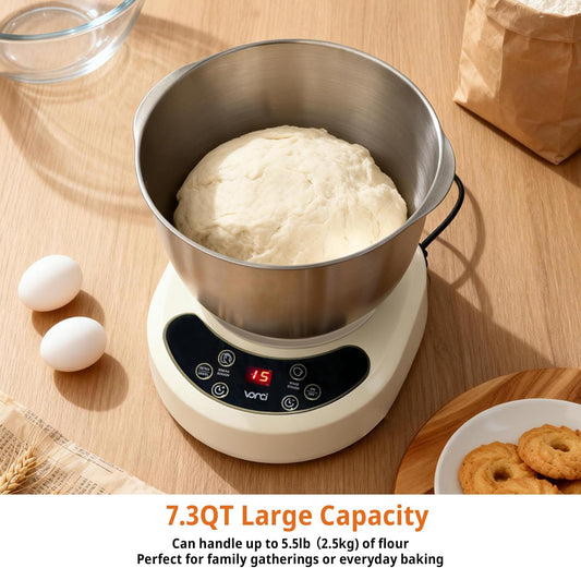Electric Dough Maker with Ferment Function,7.3QT (7L) Stainless Steel Dough Mixer Dough Mixer Machine with Fermentation & Timer for Bread, Pizza, Dumplings, Noodles.