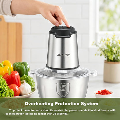 Electric Food Chopper, 350W Food Processor with 8-Cup Bowl