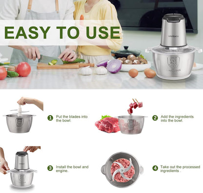 Electric Food Chopper, 350W Food Processor with 8-Cup Bowl