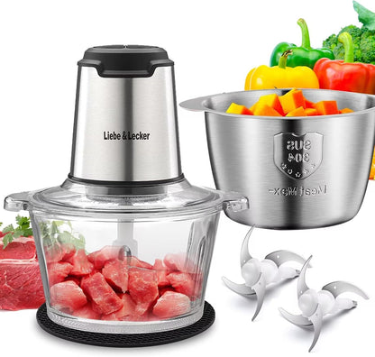 Electric Food Chopper, 350W Food Processor with 8-Cup Bowl