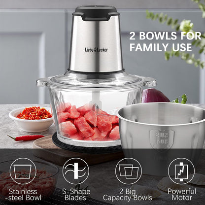 Electric Food Chopper, 350W Food Processor with 8-Cup Bowl