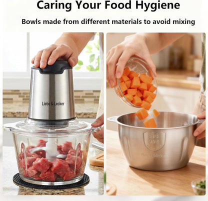 Electric Food Chopper, 350W Food Processor with 8-Cup Bowl