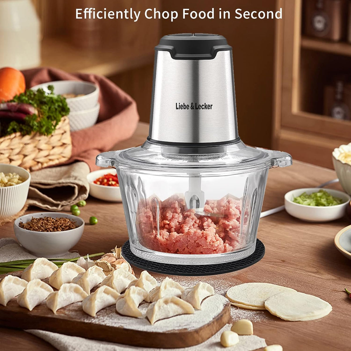 Electric Food Chopper, 350W Food Processor with 8-Cup Bowl