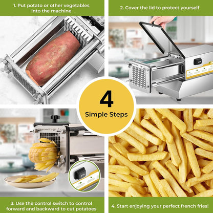 Commercial French Fry Cutter Stainless Steel with 4 Blades