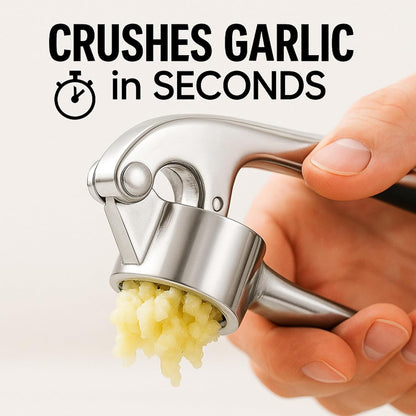 Stainless Steel Garlic Press, Rustproof Garlic Crusher, Dishwasher Safe, Silver