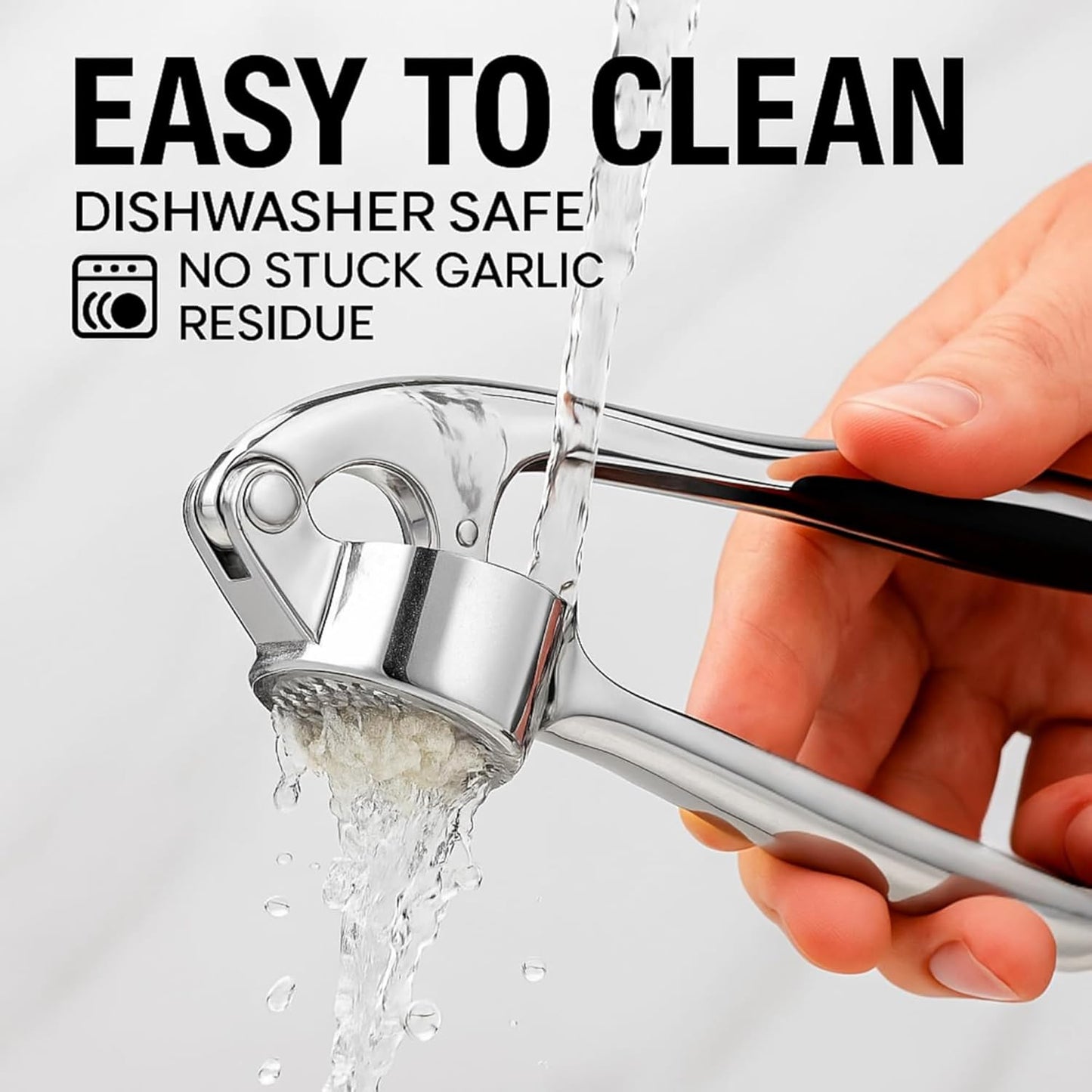 Stainless Steel Garlic Press, Rustproof Garlic Crusher, Dishwasher Safe, Silver