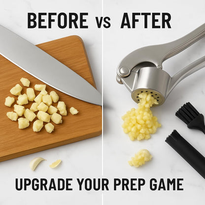 Stainless Steel Garlic Press, Rustproof Garlic Crusher, Dishwasher Safe, Silver