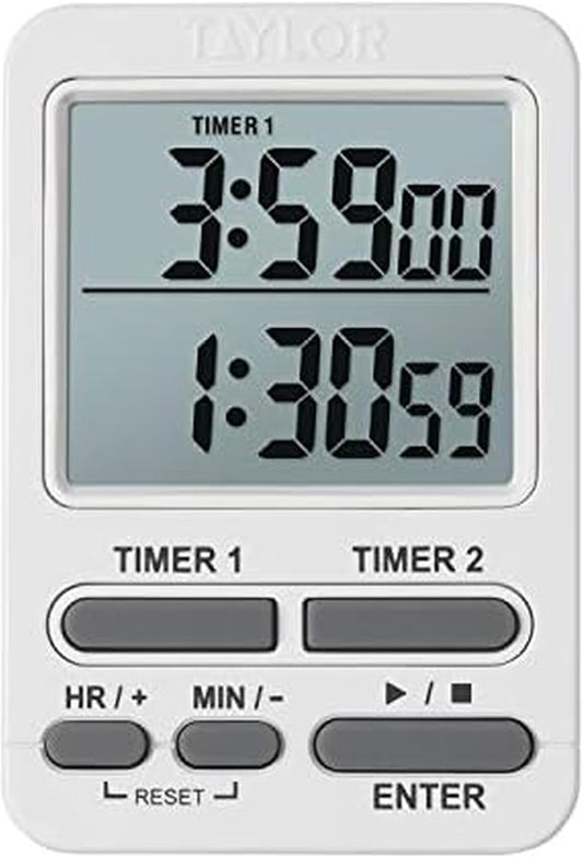 Dual Event Digital Timer w/Clock, White