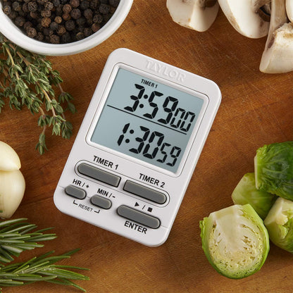 Dual Event Digital Timer w/Clock, White
