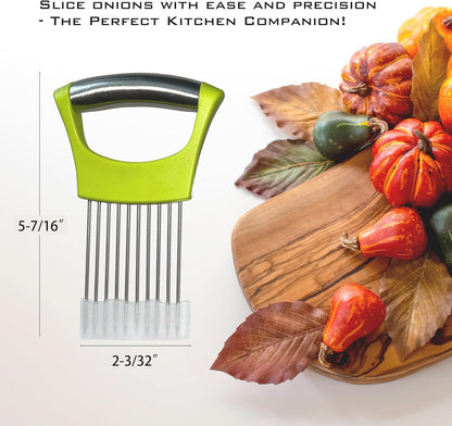 2-Pack Stainless Steel Onion Holder Slicer & Meat Chopper, Green