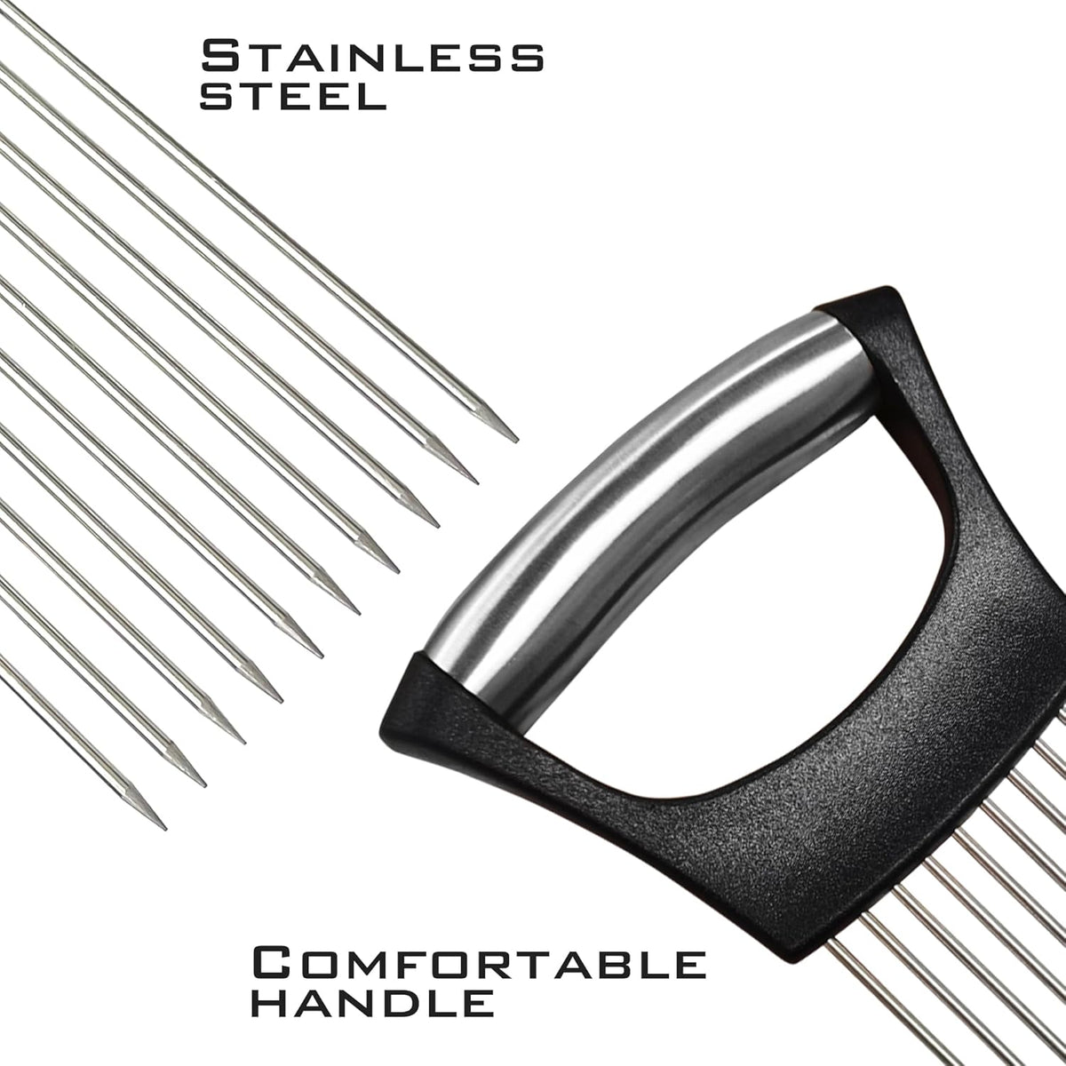 2-Pack Stainless Steel Onion Holder Slicer & Meat Chopper, Green