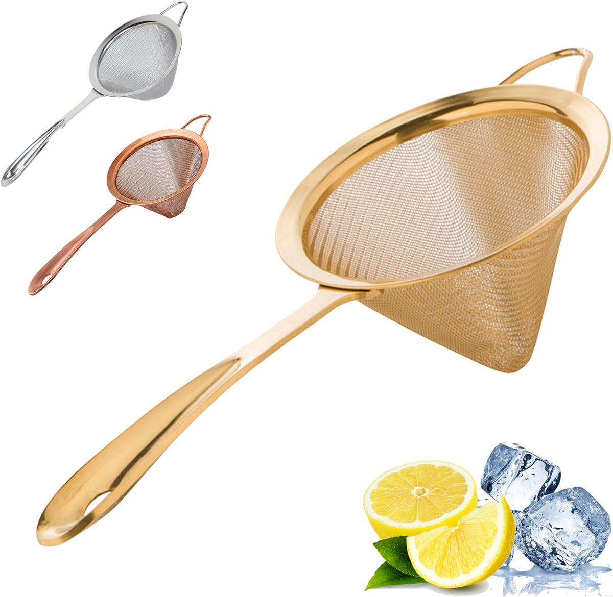 Fine Mesh Cocktail Strainer, 304 Conical Sieve, Silver Finish