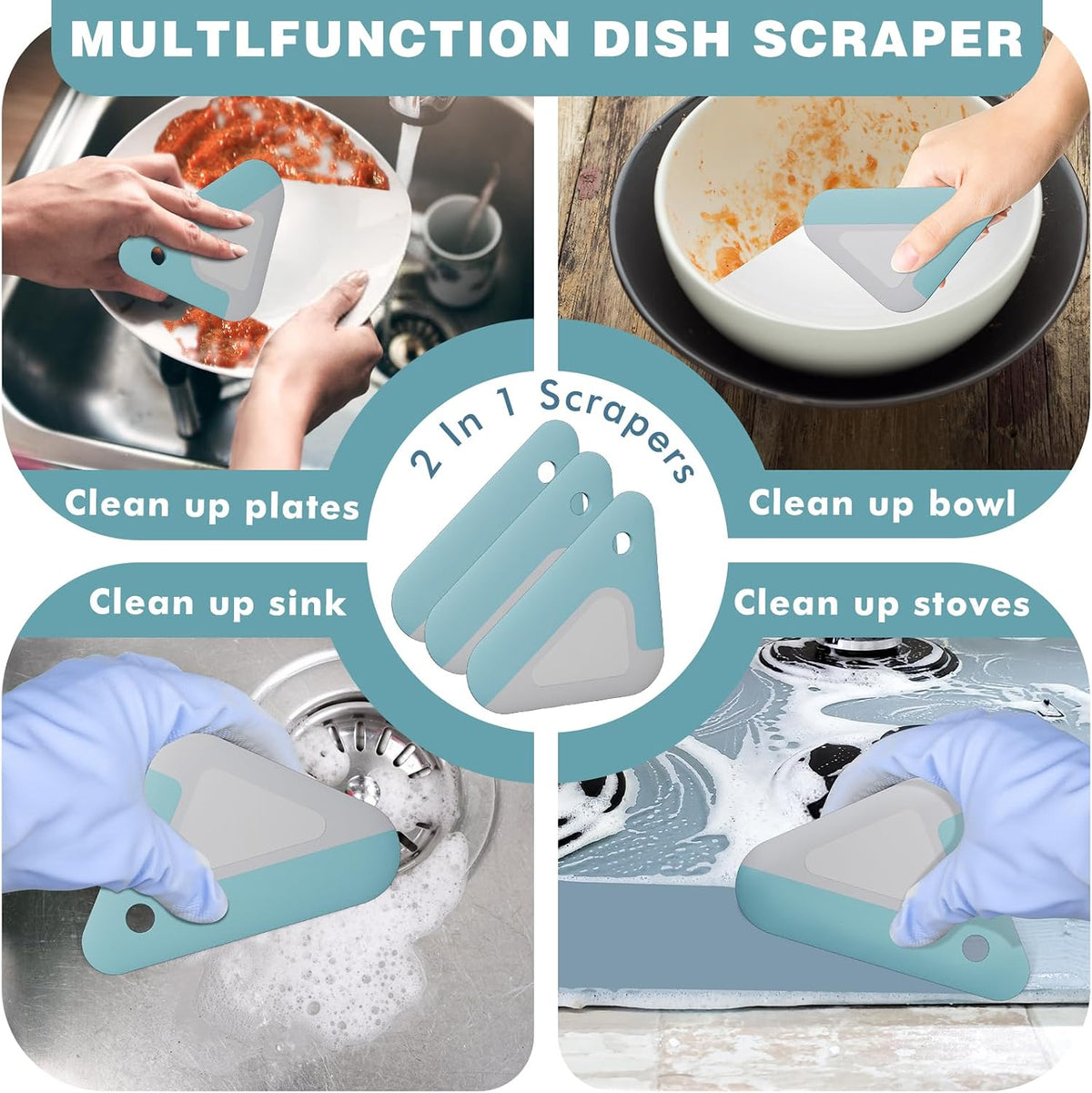 Food Scraper Dish Scraper for Cast Iron Skillets, Cookware, Pans and Pots