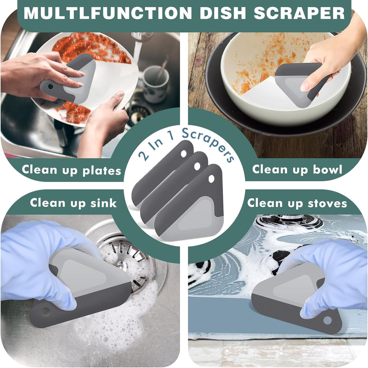 Food Scraper Dish Scraper for Cast Iron Skillets, Cookware, Pans and Pots