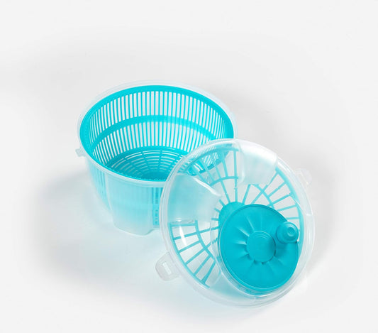 Salad Spinner, Salad Tosser and Mixer, 5,5 Quart, Vegetable Spinner -EXTRA Salt&Pepper Shaker inc. (Blue)