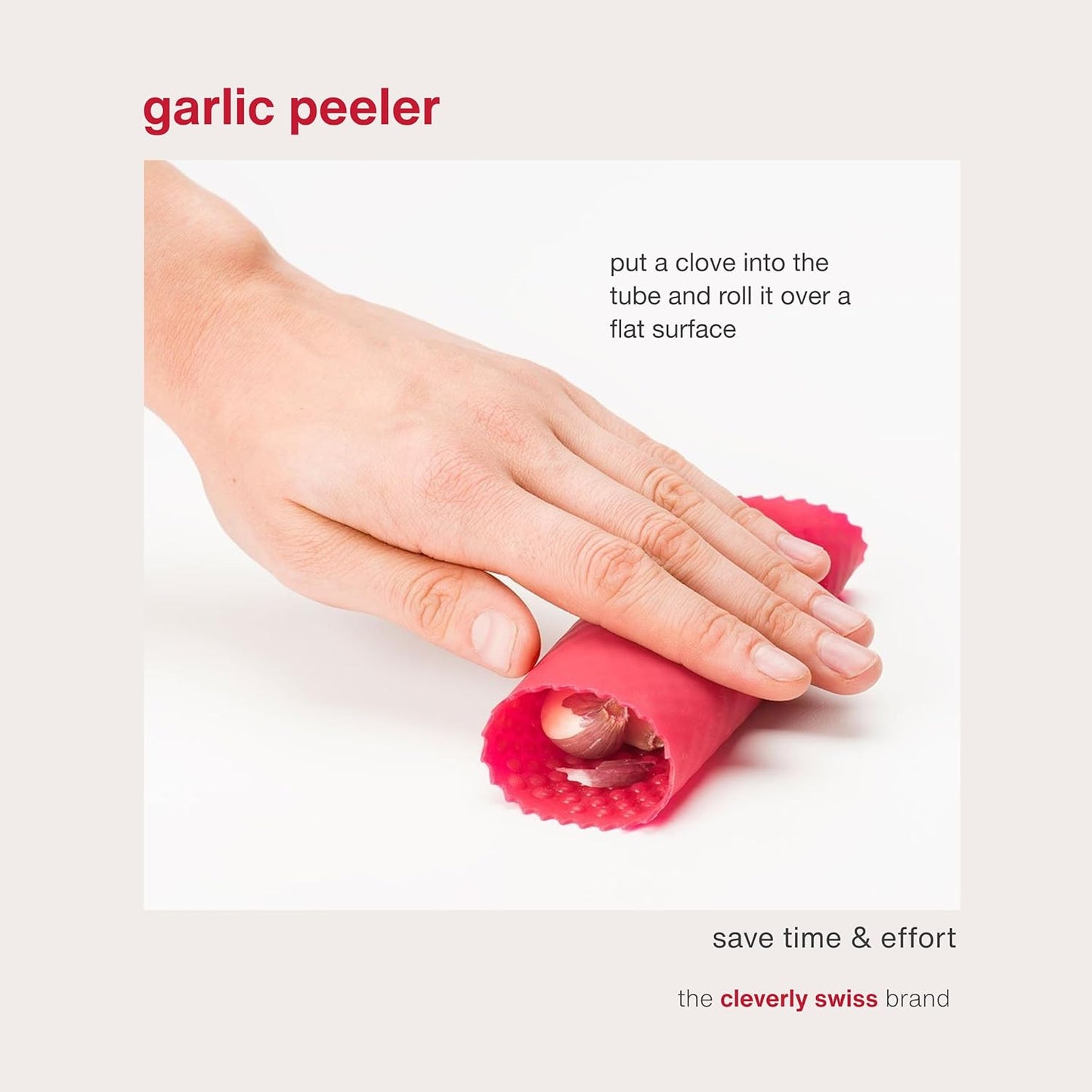 Garlic Peeler & Easy Clean Garlic Press - Silicone Garlic Peeler Tube and Garlic Crusher for your Kitchen Accessories - 2 Piece