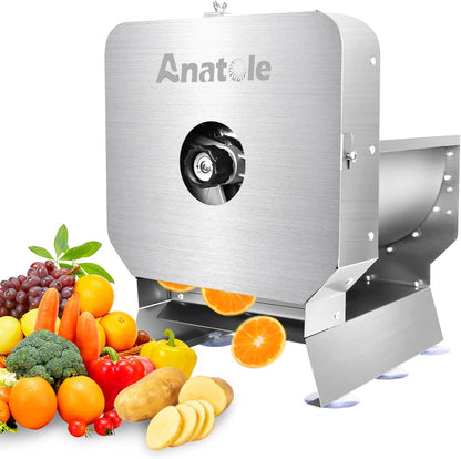 Electric Vegetable Slicer Commercial Fruit Veggie Cutter 0-0.4" | Stainless Steel, Thickness Adjustable, 300lb/h, Electric & Manual Dual Mode, Large Feed Inlet, for Onion Potato Lime Cabbage