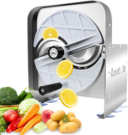 Electric Vegetable Slicer Commercial Fruit Veggie Cutter 0-0.4" | Stainless Steel, Thickness Adjustable, 300lb/h, Electric & Manual Dual Mode, Large Feed Inlet, for Onion Potato Lime Cabbage