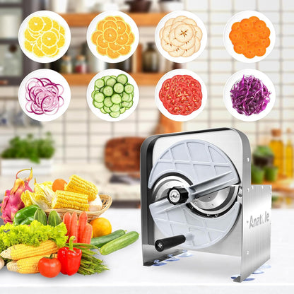 Electric Vegetable Slicer Commercial Fruit Veggie Cutter 0-0.4" | Stainless Steel, Thickness Adjustable, 300lb/h, Electric & Manual Dual Mode, Large Feed Inlet, for Onion Potato Lime Cabbage