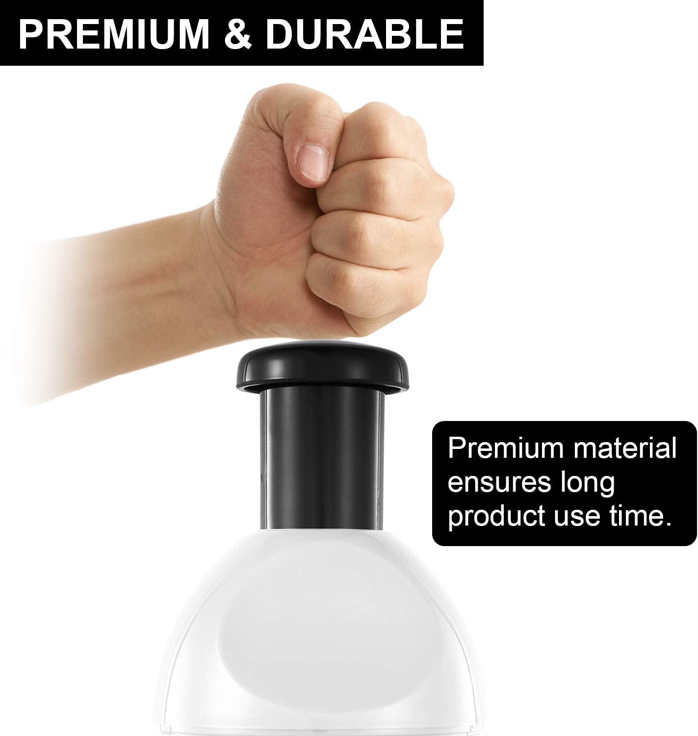 Food Chopper, Easy to Clean Manual Hand Vegetable Chopper, Dishwasher Safe Slap Onion Cutter for Veggies Onions Garlic Nuts Salads Red