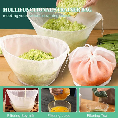 Cheese Cloths for Straining– Reusable Filter Bags Ultra-Fine Mesh Strainer for Filter NutMilk, Yogurt, Fresh Cheese, Juicing, Coffee, Milk, Butter & Juices (3)