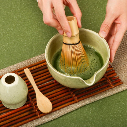 Matcha Whisk Set,Bamboo Matcha Whisk (Chasen),Traditional Scoop(Chashaku),Stainless Steel Sifter,Tea Spoon,Ceramic Holder,Japanese Tea Tools For Ceremony