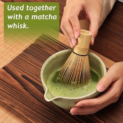 Matcha Whisk Set,Bamboo Matcha Whisk (Chasen),Traditional Scoop(Chashaku),Stainless Steel Sifter,Tea Spoon,Ceramic Holder,Japanese Tea Tools For Ceremony