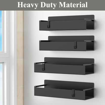 4 Pack Magnetic Spice Rack Organizer for Refrigerator and Oven, Black Fridge Organizers and Storage for Kitchen | Kitchen Magnetic Shelf for Fridge, Spice Organizer and Storage, Baby Bottle Holder for Fridge, Magnetic Tea Bag Organizer