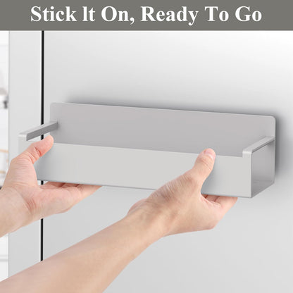4 Pack Magnetic Spice Rack Organizer for Refrigerator and Oven, Black Fridge Organizers and Storage for Kitchen | Kitchen Magnetic Shelf for Fridge, Spice Organizer and Storage, Baby Bottle Holder for Fridge, Magnetic Tea Bag Organizer