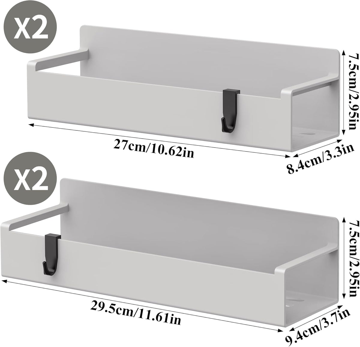 4 Pack Magnetic Spice Rack Organizer for Refrigerator and Oven, Black Fridge Organizers and Storage for Kitchen | Kitchen Magnetic Shelf for Fridge, Spice Organizer and Storage, Baby Bottle Holder for Fridge, Magnetic Tea Bag Organizer